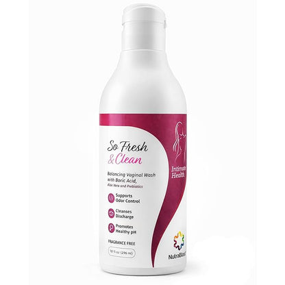 NutraBlast So Fresh & Clean | pH Balance Feminine Wash with Boric Acid | Supports Odor Control | Cleanses Discharge | Promotes Healthy Intimate Balance (10 fl oz)
