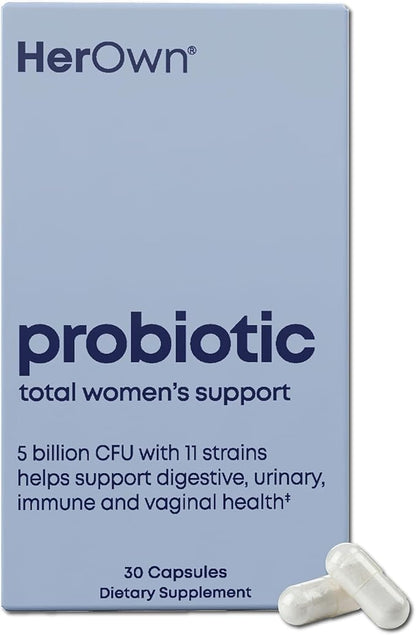her own Probiotics for Women, 5 Billion CFUs with Prebiotics, Supports Healthy Digestion, 11 Strains, Gluten and Soy Free, Vegan, Non-GMO, 30 Capsules, 30 Servings