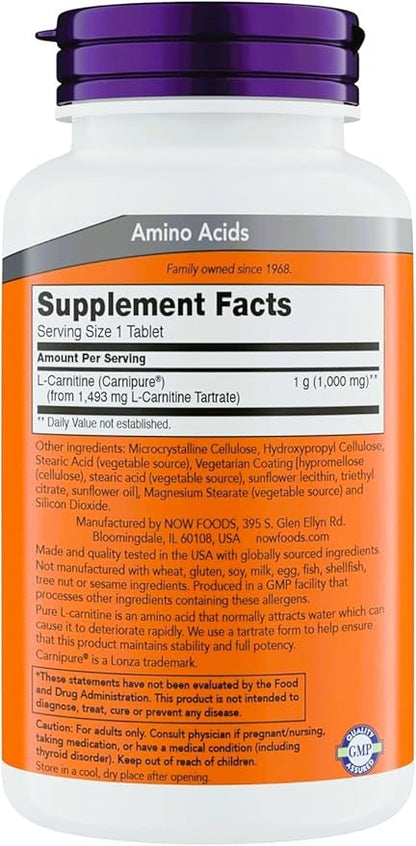 Now Supplements L-Carnitine 1000mg - 150 Tablets Value Size, Supports Lean Muscle Growth, Carnipure, Non-GMO, Kosher, Ideal for Vegans, Athletes, and Energy Support (Pack of 2)