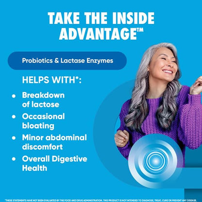 Digestive Advantage Lactose Defense Enzymes + Probiotics for Women & Men Occasional Bloating, Lactose Breakdown, Minor Abdominal Discomfort, Immune Support, 96 Count Capsules (3 Pack)