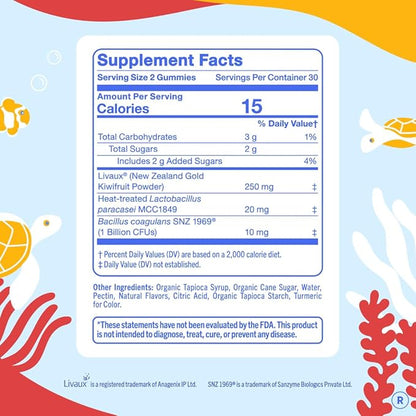 FIRST DAY Kids Probiotic Gummies - 3 in 1 Probiotics for Kids + Prebiotic & Postbiotic - Prebiotics & Probiotics for Digestive Health & Immune Support – Vegan, Gluten Free, 30-Day Supply