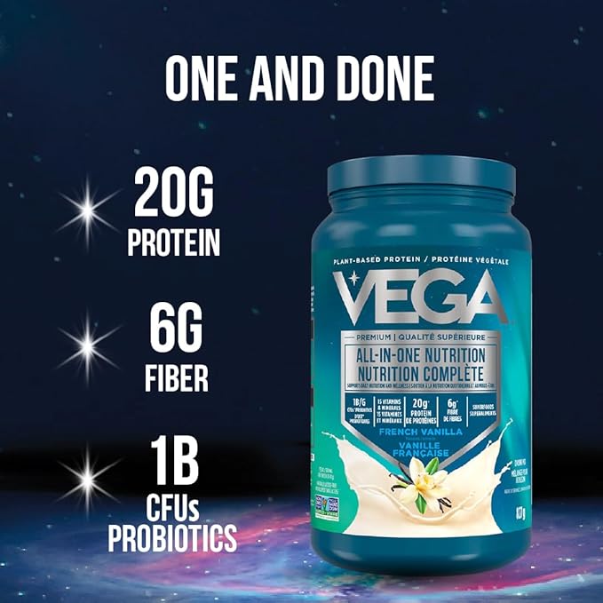 Vega Organic All-in-One Vegan Protein Powder, French Vanilla -Superfood Ingredients, Vitamins for Immunity Support, Keto Friendly, Pea Protein for Women & Men, 1.5 lbs (Pack of 1)