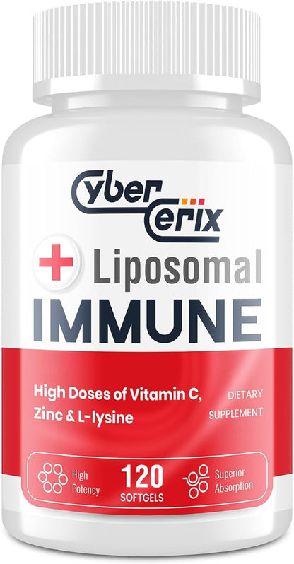 Advanced Liposomal Immune Supplement, Complex with L-Lysine 1,500mg, Vitamins, Minerals & Herbal Extracts, Comprehensive Daily Wellness Blend for Men & Women - 120 Capsules