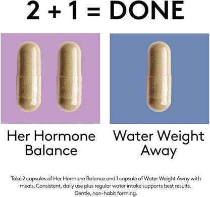 Youth & Tonic PMS & Menopause Bloating Relief Duo – Support for Puffiness, Hormonal Balance & Fluid Retention – Her Hormone Balance + Water Weight Away Natural Herbs for Women, 90 Capsules