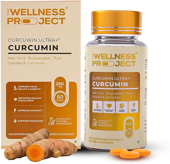 The Wellness Project Turmeric Curcumin with Curcuwin Ultra+ 250mg | Supports Joint, Muscle & Lung Health | for Mobility & Recovery | for Women & Men | 60 Tablets – 2 Month Supply