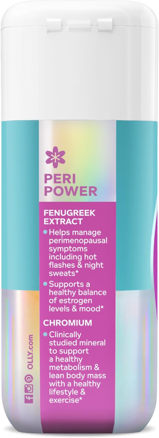 OLLY Balanced Perimeno Capsules, Supports Hormonal Balance, Mood & Metabolism During Perimenopause,* Fenugreek Extract, Chromium, 30 Day Supply - 30 Count