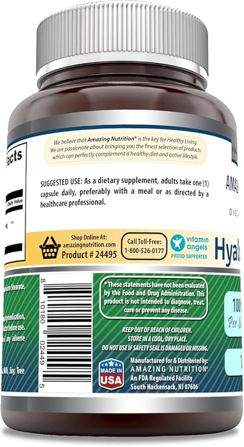 Amazing Formulas Hyaluronic Acid 100 Mg Supplement | Capsules | Non-GMO | Gluten-Free | Made in USA (120 Count, 3 Pack)
