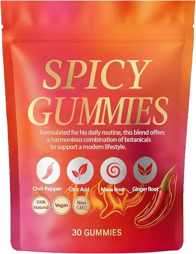 Spicy Square Gummy, Hot Peach Gummies – Natural Chili Flavor, 30 Gummies