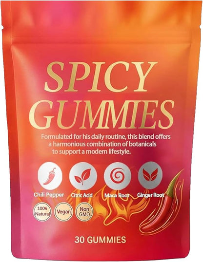 Spicy Square Gummy, Hot Peach Gummies – Natural Chili Flavor, 30 Gummies
