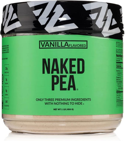 NAKED Vanilla Pea Protein Isolate from North American Farms, Only 3 Ingredients, Vanilla Vegan Protein, NSF Certified, Gluten-Free, Soy Free, GMO Free - 1LB