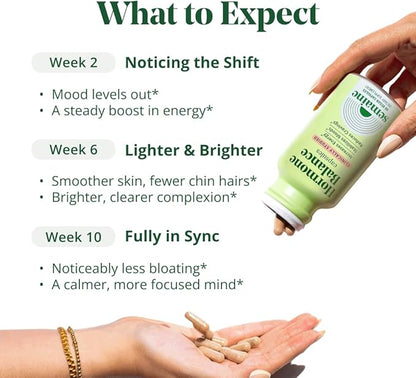 Semaine Hormone Balance – Clearer Skin, Enhanced Moods, Deeper Sleep & Happier Hormones. Hormone-Free, Vegan Capsule, Multi-Symptom Support (60 ct)