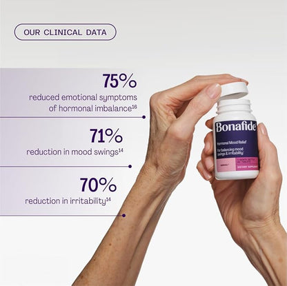 Serenol by Bonafide. Relief from Hormonal Mood Swings, Irritability, & PMS Bloating. — 3-Month Supply (180 Tablets)
