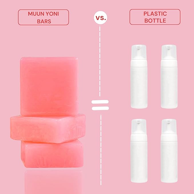 Muun Strawberry Yoni Soap Bar - Pack 3 pH Balancing Cleanser - Probiotics & Natural Ingredients - Gentle Cleansing Formula Eliminates Odor Vaginal Health - Feminine Wash - Moisturizing Intimate
