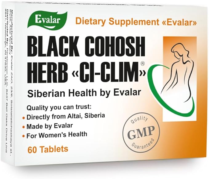 Evalar Black Cohosh Cimicifuga Herbal Extract Siberian Ci-Klim Vegan 60 Tabs