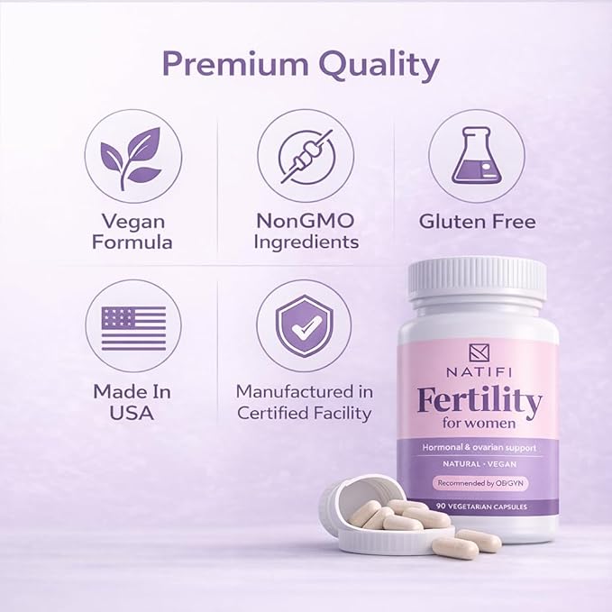 Natifi (2 Bottles Fertility Prenatal Vitamins Regulate Cycles Balance Hormones, Aid Ovulation. Conception Multivitamin for Women. 60 Caps Folic Acid, Myo Inositol, Vitex