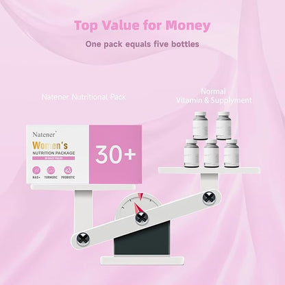 Natener 6 in 1 Women Vaginal Probiotics, 80B CFU Lactobacillus + 800mg Omega-3 + 250mg NAD+ + 179.5mg Vitamin C Promote Healthy Vaginal Odor & Vaginal Flora