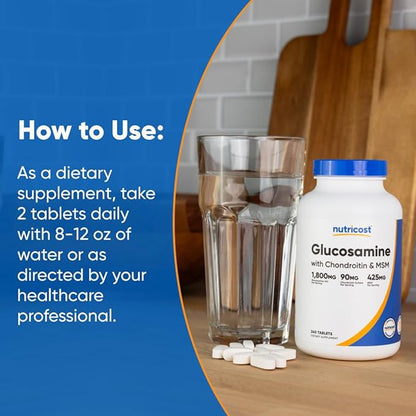 Nutricost Glucosamine 1800mg with Chondroitin & MSM, 240 Tablets, 120 Servings - Non-GMO, Gluten Free (Pack of 2)