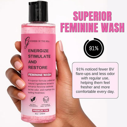 Premium Yoni Feminine Wash – pH Balance Minty Feminine Wash – Natural Ingredients Feminine Care Daily Wash Great for Odor, Discharge, Dryness, BV – 8oz Bottle
