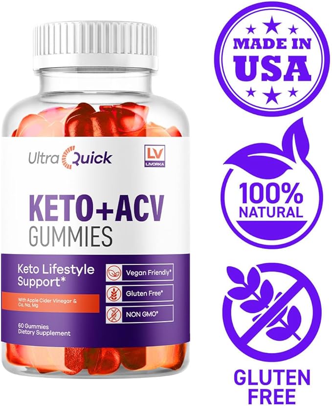 LIVORKA (5 Pack) Ultra Quick Keto ACV Gummies, UltraQuick KetoACVGummies 1050MG, UltraQuickKeto Plus ACV Gummys Support, UltraQuickKeto, UltraQuickKetoPlus Gummy, 300 Gummies for 5 Months