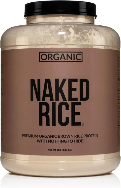 NAKED nutrition Rice - Organic Brown Rice Protein Powder - Vegan Protein Powder - 5Lb Bulk, Gmo Free, Gluten Free & Soy Free. Plant-Based Protein, No Artificial Ingredients - 76 Servings
