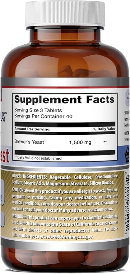 Amazing Formulas Brewers Yeast | 1500 Mg Per Serving | Tablets Supplement | Non-GMO | Gluten Free | Made in USA (1 Pack | 120 Count)