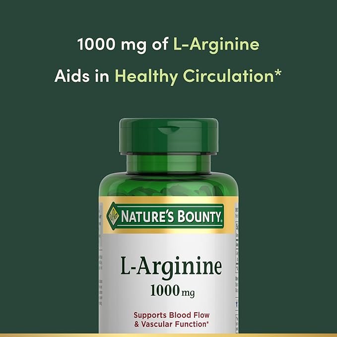 Nature's Bounty L-Arginine 1000mg for Supporting Blood Flow and Vascular Function – Non-GMO, Gluten Free, 50 Tablets (Pack of 3)