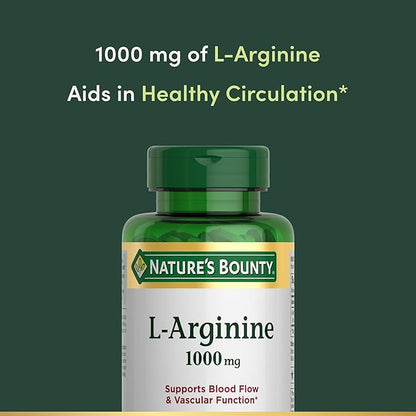Nature's Bounty L-Arginine 1000mg for Supporting Blood Flow and Vascular Function – Non-GMO, Gluten Free, 50 Tablets (Pack of 3)
