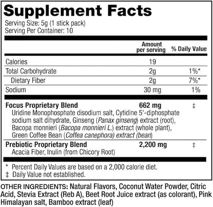 Focus All Natural Drink Mix for Brain Support, Supplements to Help Boost Energy & Mood, Adaptogenic Herbs & Antioxidants (10)