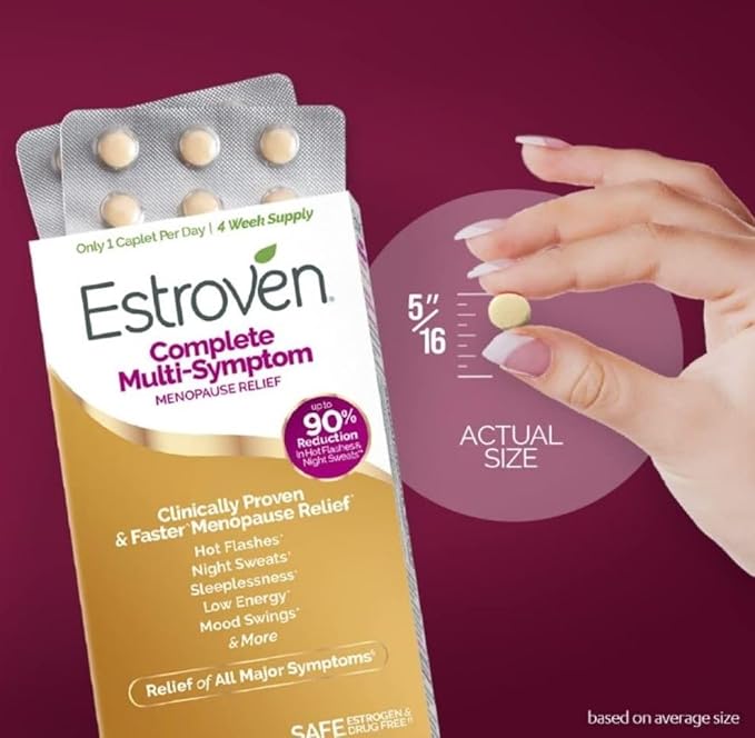 Estroven Complete Multi-Symptom Menopause Supplement for Women,28 Ct.,Clinically Proven Ingredient Provide Menopause Relief & Night Sweats & Hot Flash Relief* Drug-Free-& Non-GMO,(Pack of 2)