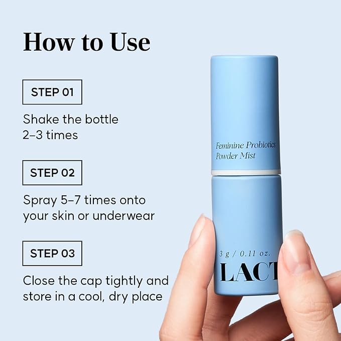 LACTOMEDI Feminine Probiotics Powder Mist | Vaginal Probiotics Powder | Yeast Infection Care | 100 Billion CFU of live probiotics | BV care | Optimal pH 4.5 | Easy spray | 3g 1EA