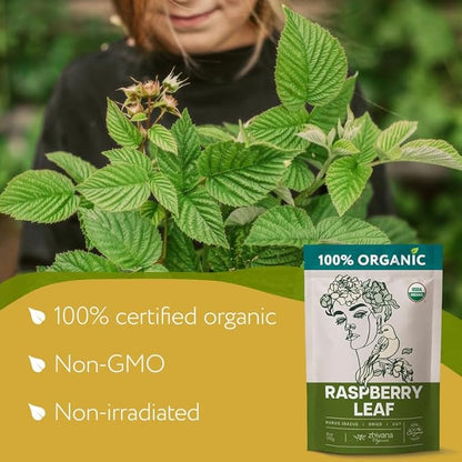 Organic Red Raspberry Leaf Tea – Wild Raspberry Tea for for Pregnancy, Healthy Cycle, Menstrual Cramps – 6oz