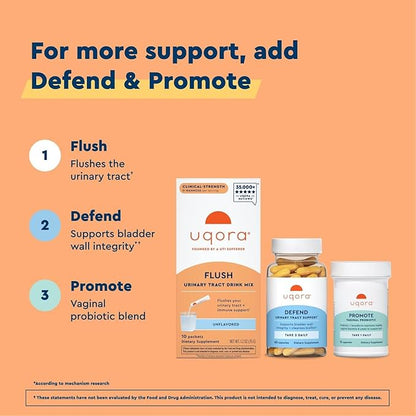 Uqora Flush - Urinary Tract* with D-Mannose, Vitamin C, Vitamin B6, Potassium, Magnesium & Calcium - Gluten-Free & Vegan - Unflavored - 20 Packets (2 Pack)