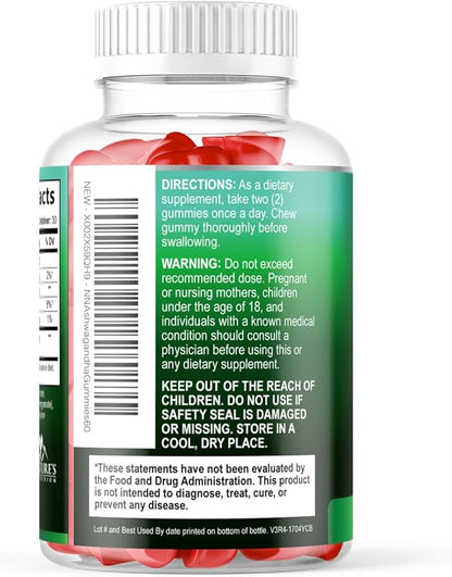 Ashwagandha Gummies - Advanced Ashwagandha Gummy Formula for Daily Use - Natural Antioxidant Support & Brain Health Support - Natural Calm, Relaxation, & Immune Support - Berry Flavor - 60 Gummies