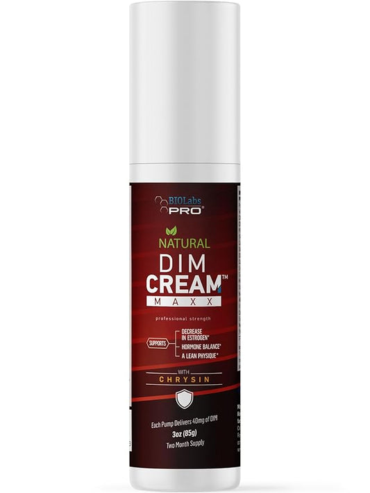 BIOLABS PRO DIM Cream Maxx with Chrysin, Natural and Doctor Formulated, Supports Hormone Balance for Men or Women, Two Month Supply - 3oz