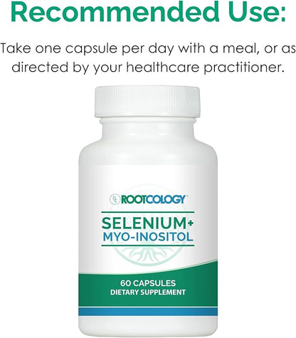 Rootcology by Dr. Izabella Wentz | Selenium + Myo-Inositol | Comprehensive Blend to Promote Hormone Balance and Immune System Health | 60 Capsules