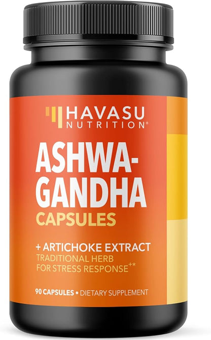Ashwagandha 1000mg with Artichoke Extract Per Serving - Ashwagandha Capsules for Stress, Mood and Energy Support - Adaptogenic Herbal Support for Men and Women - 90 Count - Vegan, Non-GMO, 45 Servings