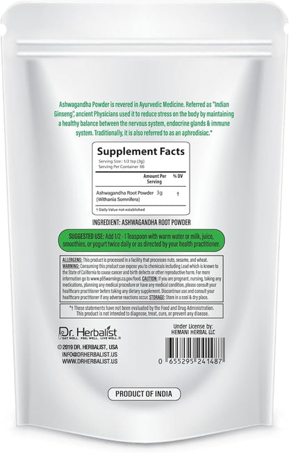 Dr. HERBALIST Bacopa Monnieri Extract Powder 200g - Brahmi Leaf Extract for Cognitive Wellness & Mental Performance