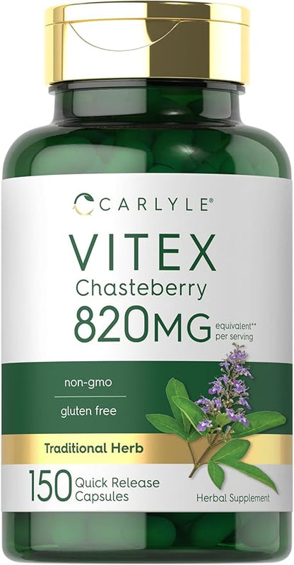 Carlyle Vitex Chasteberry Supplement | 150 Capsules | Vitex Agnus-Castus Fruit for Women | Non-GMO, Gluten Free