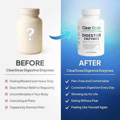 Digestive Enzymes with Probiotics – Broad Spectrum Enzyme Formula for Digestive Support, Bloating & Gas Relief, Lactase, Protease, Lipase – 60 Capsules