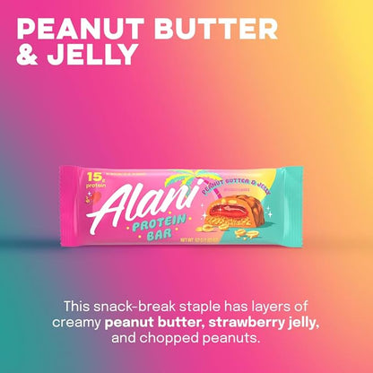 Alani Nu Protein Bars PEANUT BUTTER & JELLY | High Protein Gluten-Free Bars | 16g Protein | Low-Sugar (11G) Low-Carb Healthy Snacks | 12 Individually Wrapped Bars