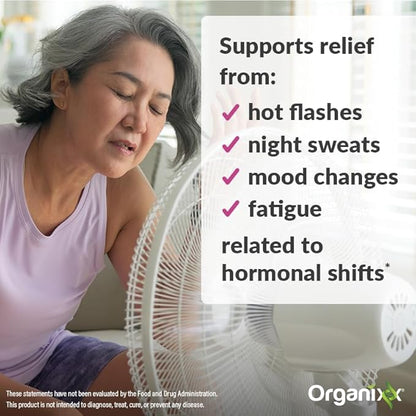 Organixx Menopause Balance + Glow, Womens Supplement with Ashwagandha, Reishi Mushroom, and Milk Thistle, Plant Based Adaptogens and Superfood Blend, Dairy, Soy & Gluten Free, Non GMO, 60 Capsules