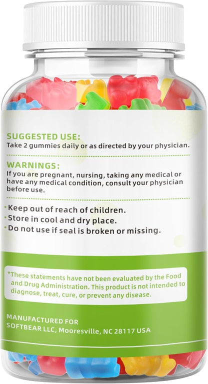 softbear Calcium Magnesium Zinc Gummies for Adult & Kids, Suagr-Free Calcium Magnesium Zinc Vitamin D3 Supplement for Bone Strength & Immune Health, Mixed Fruit Flavor 120 Count
