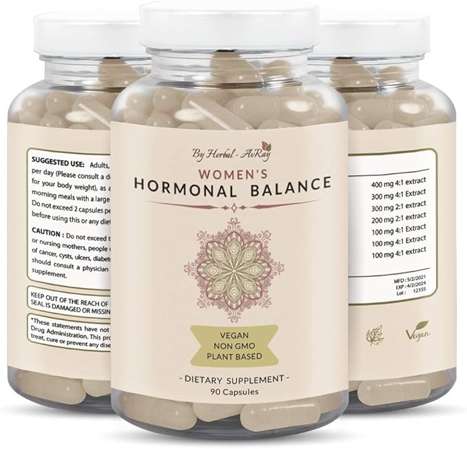Hormone Balance for Women – Natural Female Energy & Mood Pills – Hot Flashes Menopause Relief Supplement with Vitex Chasteberry, Dong Quai, Maca Root Powder, Ginseng – 90 Veggie Capsules