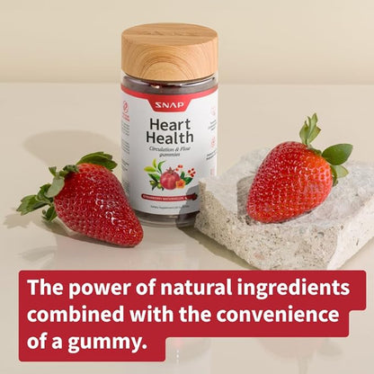 Snap Supplements Heart Health Gummies, Blood Circulation Supplements, CoQ10 Heart Health Supplements, Blood Flow Supplement, Sugar Free, 60 Gummies (Pack of 2)