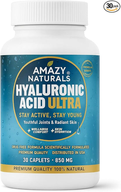 Hyaluronic Acid Ultra, 850mg, 30 Caplets, Premium Joint and Skin Supplement