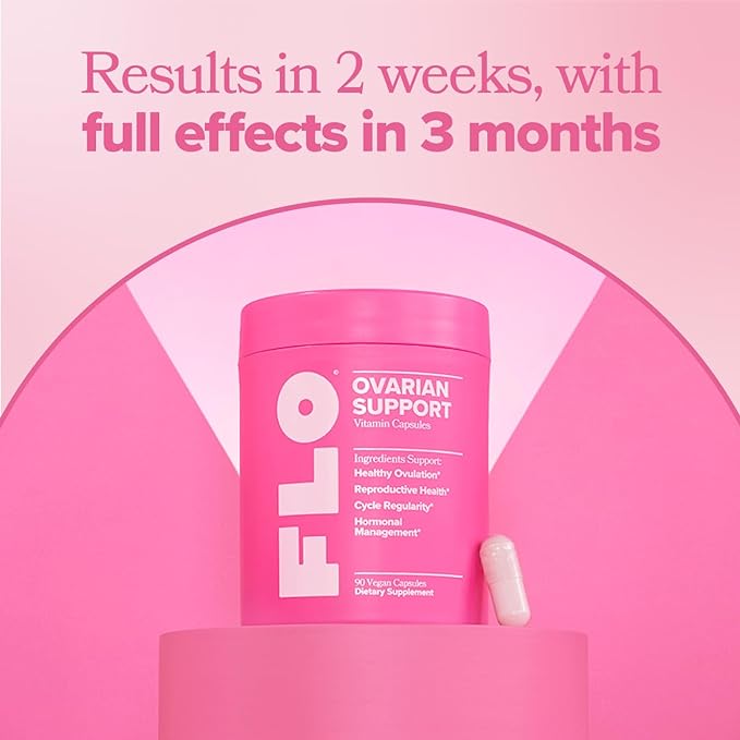 O Positiv FLO Ovarian Health Support - Hormone Balance for Women, Supplement with DIM, Myo & D-Chiro Inositol, Folic Acid - Supports Healthy Ovulation, Cycle Regularity - 30 Servings
