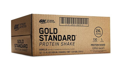 Optimum Nutrition Gold Standard Protein Shake, 24g Protein, Ready to Drink Protein Shake, Gluten Free, Vitamin C for Immune Support, Vanilla, 11 Fl Oz, 12 Count (Pack of 1) (Packaging May Vary)
