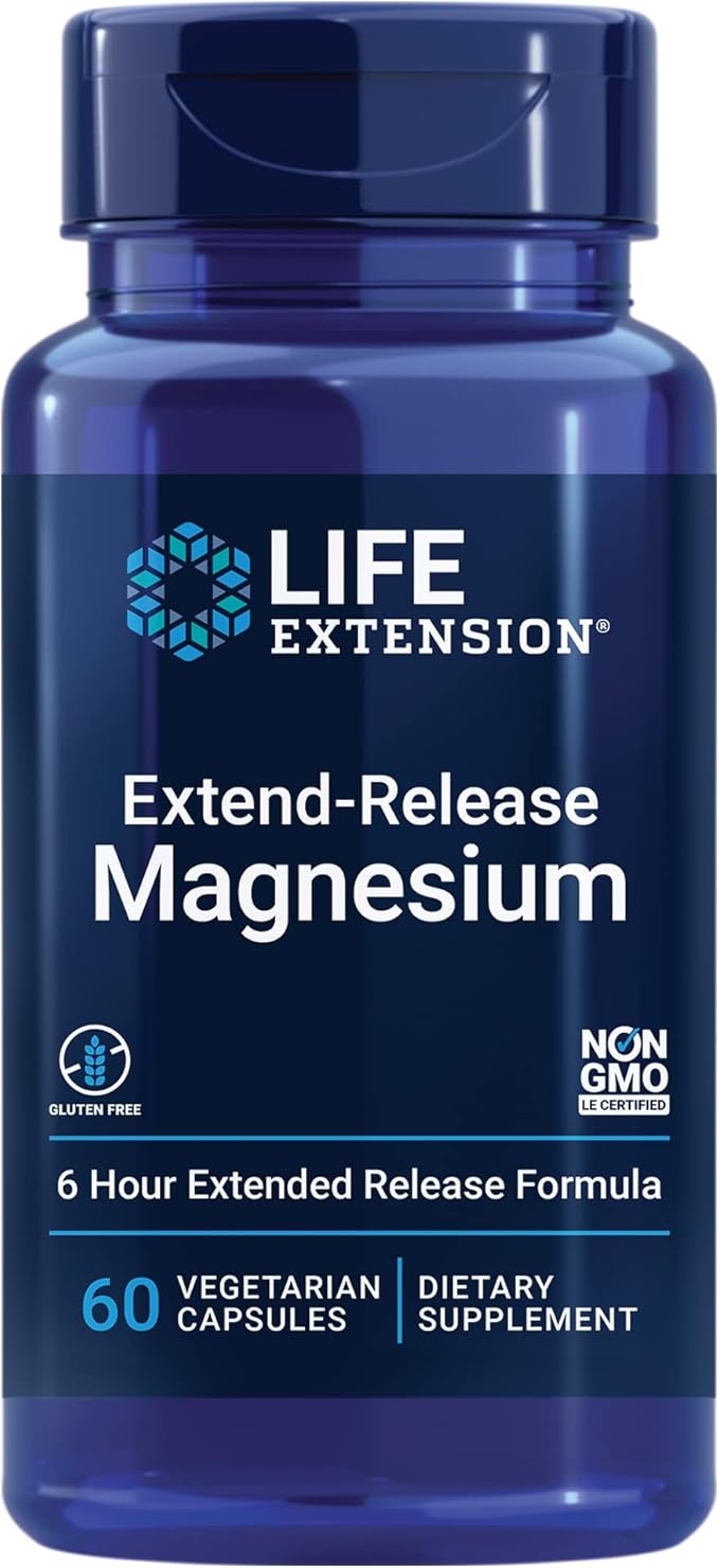 Life Extension Extend-Release Magnesium Prolonged Health Support & Vitamin D3 5000 IU 125 mcg Bone, Brain & Immune Health - 60 Capsules & 60 Softgels