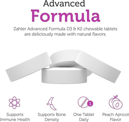 Zahler - Vitamin D3 & K2 Chewable Supplement (90 Count) - Certified Kosher K2 D3 Vitamin 5000 IU Delicious Chew Tablet - Vitamin D & K2 for Calcium Absorption, Bone Density & Immune Support