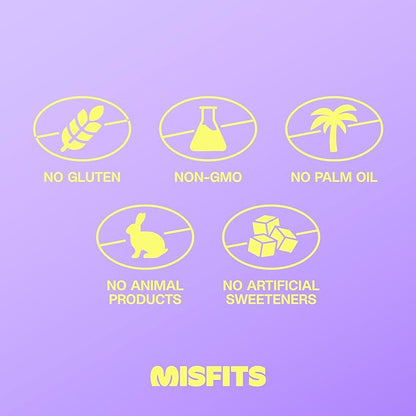 Misfits Vegan Protein Bars - Sweet Caramel Fudge | Nutrition Bars - 15g Protein, 1g Sugar, Plant-based, Low Carb, Non-GMO, Gluten Free Snacks | Pack of 12